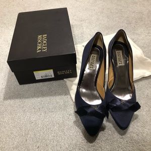 Badgley Mischka Navy Satin Wedding Heels